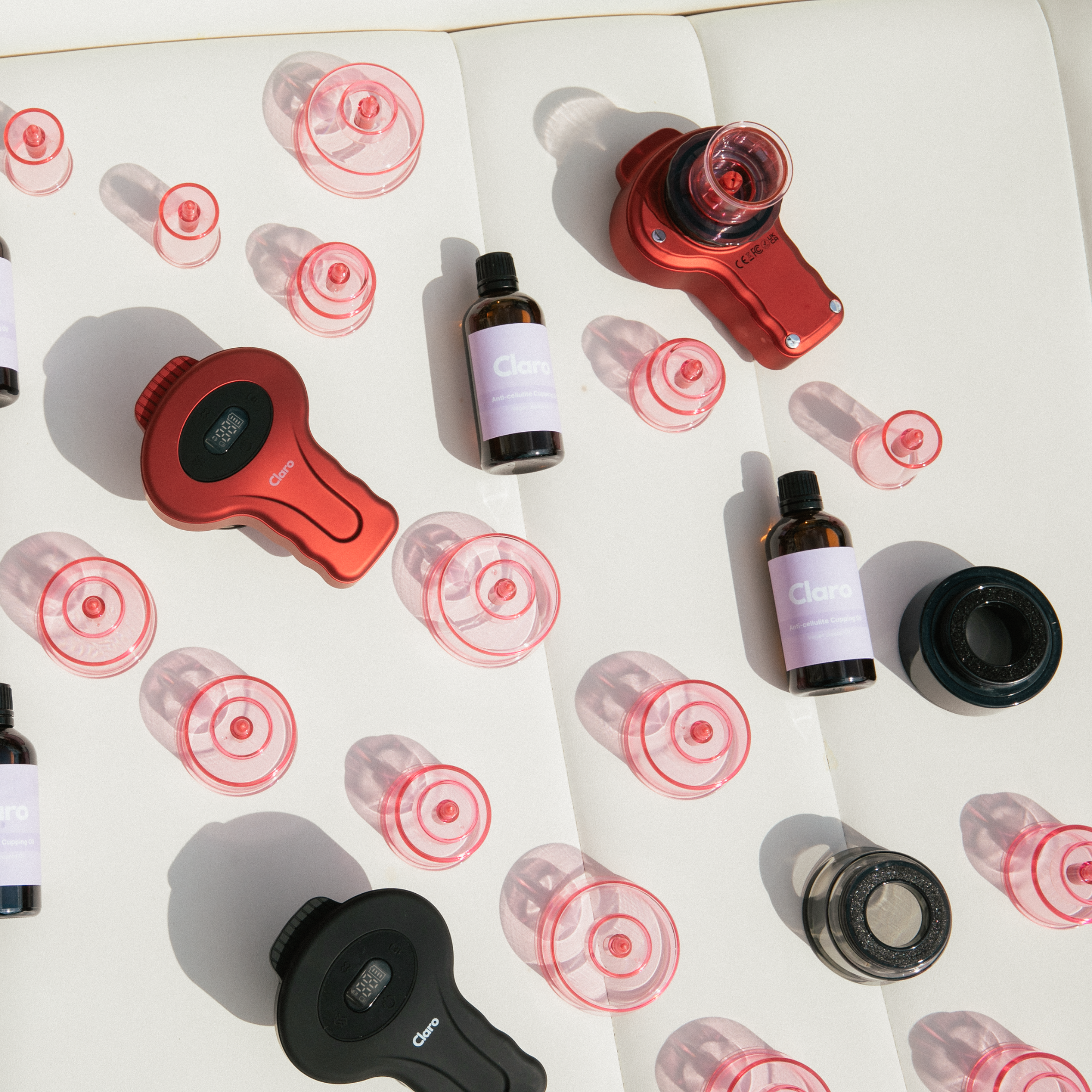 Schematische weergave van de onderdelen van de Claro Cupper en hoe deze worden gemonteerd voor een effectief gebruik.